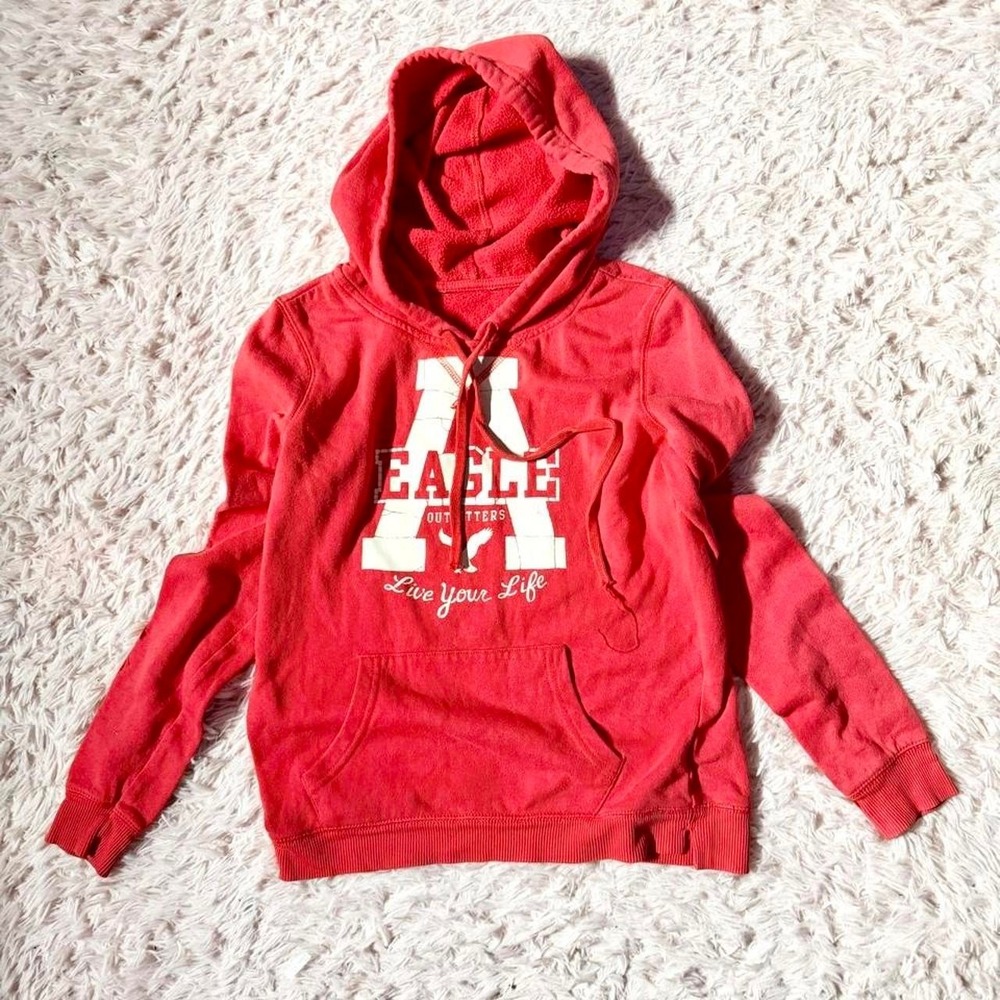 Vintage Y2K Varsity Team Sport American Eagle Pullover Distressed Hoodie Women S